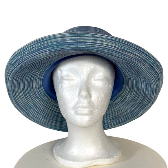 Wallaroo Wide Brim Sun Hat Rolled Ombre Blue UPF Protection Packable Vacation - Picture 5 of 13